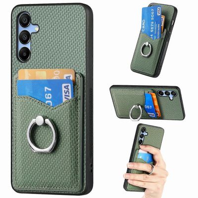 Samsung Galaxy A16 4G 5G -kotelokorttipaikoille sormuspidike jalusta, puhelimen kansi - vihreä Monivärinen Green