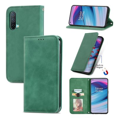 Gangxun Sag For Oneplus Nord Ce 5g Magnetisk Lukning Læder Tegnebog Cover Housse Etui Shockproof - Grøn