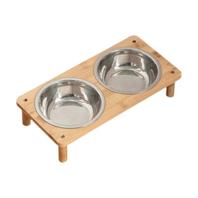 Korotettu Raised Pet Bowl kissoille, pienille koirille ja pennuille - Kannettava sisäruokinta-astia 2 kulhoa