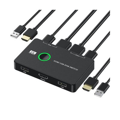 KVM-kytkin 2-porttinen laatikko USB ja -yhteensopiva kytkin 2 tietokoneelle Jaa näppäimistö Hiiritulostin HD Mo Kuten