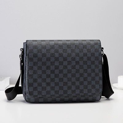 lær rutete skulder crossbody bag Svart
