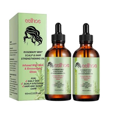 2kpl Rosemary Mint Scalp &; Hair Strengthening Oil Biotiinia & eteerisiä öljyjä, ravitseva hoito Kaksihaaraiset ja kuivat hiukset