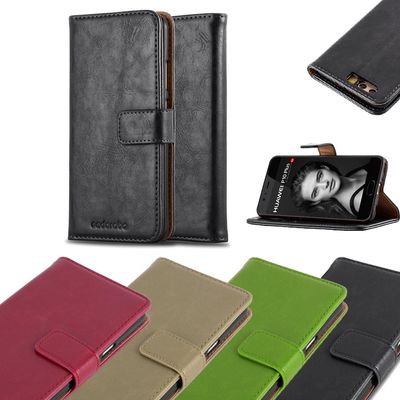 Cadorabo Huawei P10 Hülle Cover Case Etui - kiiltävä pinta jalustatoiminnolla ja korttipaikalla VIININPUNAINEN