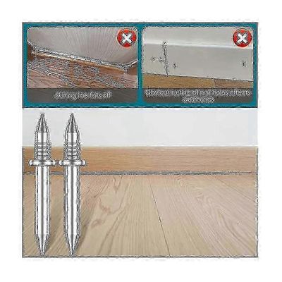 200 kpl kaksipäinen jalkalistakierre saumaton naula, ruosteenkestävä jalkalistakierreruuvisarja, jossa 2 tankoa, naula GOJ