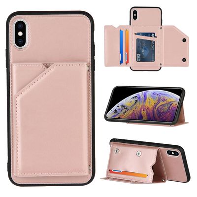 Gangxun Sag Til Iphone Xs Max Vintage Cuir Cover Læderetui Kofanger - Rose