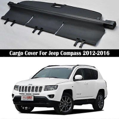 Jeep Compass 2012-2016: n tavaratilan kansi turvakilpi takamatkatavaraverho sisäänvedettävä väliseinä yksityisyys auton lisävarusteet harmaa