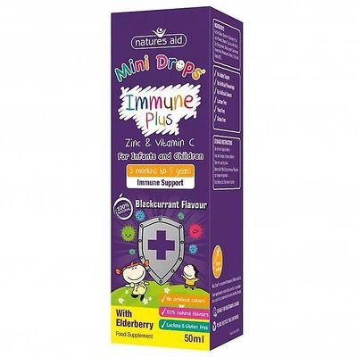 Natures Aid Mini Drops Immune Plus ja Seljanmarja (Sinkki & C-vitamiini) 50ml