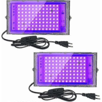 2kpl 100w UV-LED-valonheitin Blacklight Ip65 vedenpitävä, ultravioletti LED-lamppu, efektivalaistus Aq: lle