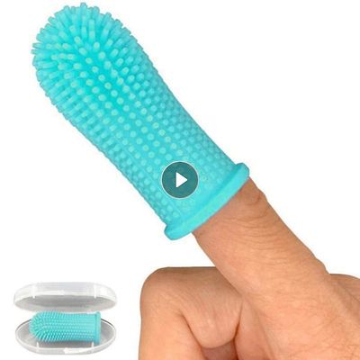 Blød silikone Pet tandbørste Finger tandbørste Dårlig ånde Care Pet Hund Cat Rengøring Hund Supplies Grøn