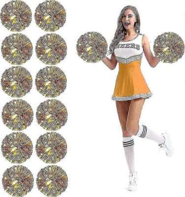 12kpl cheerleading pom poms sormenrei'illä metallinen folio cheer pom poms Suuri Gold
