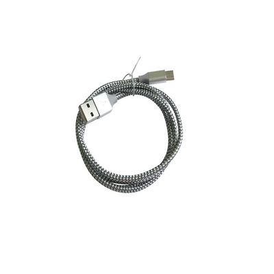 Usb-opladningsledning med datakabel af type C Nylon-flettet dragemønster sølv 2m