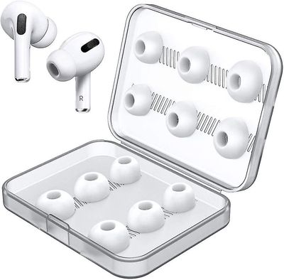 12 stycken ersättningsörontips för Airpods Pro Silicon Ear Buds Tips med bärbar förvaringslåda (vit) (6 par)