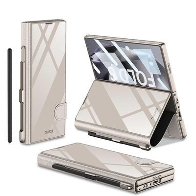 Samsung Galaxy Z Fold 6 -kotelolle, jossa S-Pen-tasku, värikäs pinnoituslasikristallihybridinahka Sisäänrakennettu HD-näytönsuoja All-Inclusive-kot...