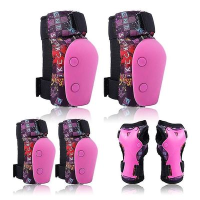 6 I 1 Børns Bike Pad Set Knæ, Albue, Wrist Guard, Sports Protector, Bike Skateboard, Rulleskøjteløb Pink S