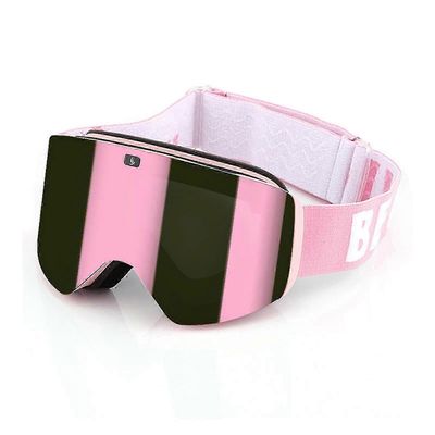 Sylinterimäiset kaksikerroksiset laskettelulasit Mukavat tuulenpitävät lumilasit hiihtoon, moottorikelkkailuun Vaaleanpunainen samppanja pinkki