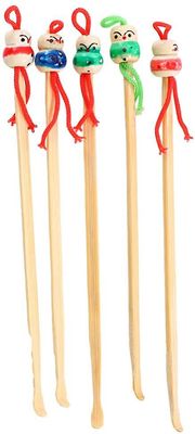 Xqday 5pcs Bambus Øre Rengøring Spoon kinesisk Dukke Hoved Earwax Curette Remover Earpick