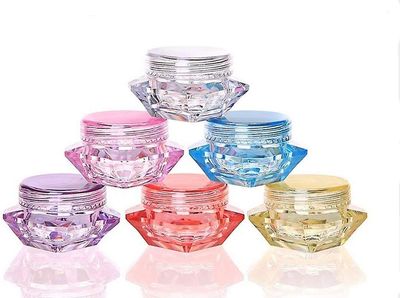 Baicccf 50 stk 5 Gram/5 Ml Kosmetisk Prøve Tom Beholder Plast Klar Kosmetisk Pot Krukker Med Lokk Diamant-form Makeup Krukker Flasker For Øyenskygg...