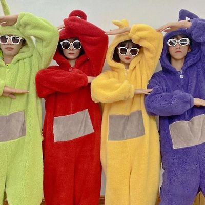 Etusivu 4 väriä Teletubbies Cosplay aikuisille Hauska Tinky Winky Anime Dipsy Laa-laa Po Pehmeät pitkät hihat Pala Pyjama Puku keltainen L