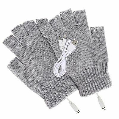 Varychmoo Genopladelige vinter elektriske USB termiske varmehandsker Fuld / halv finger Grå