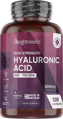 WeightWorld Hyaluronihappolisä 600 mg - 120 vegaanista vahvaa kapselia (4 kuukauden tarjonta)