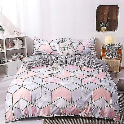 lett myk dynetrekk sett med glidelås lukking -marmor rutenett print quilt cover - vasket dynetrekk med pute shams for kvinner (ikke inkludert