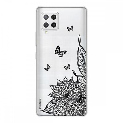 Crazy Kase Hull Til Samsung Galaxy A42 5g Silikone Soft 1 Mm, Mandala Flower og Black Butterfly