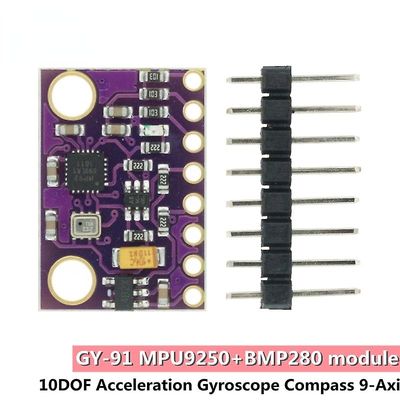 Circuit tilbehør mpu-9250 mpu9250 bmp280 spi iic/i2c 10dof acceleration gyroskop kompas 9-akse sensor bord modul gy-91 for arduino 3-5v