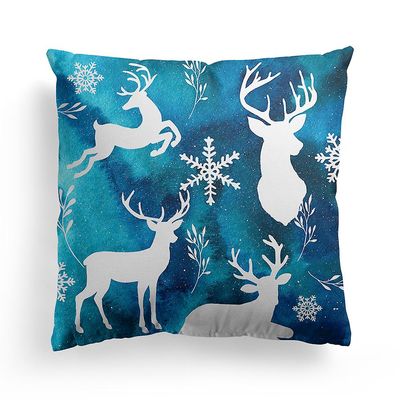 Witdreamer Christmas Pudebetræk Sofa Talje Kast Pude Solid Cover Blue Elg Home Indretning 3