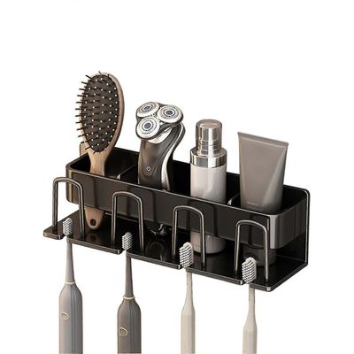 Hammasharjan pidike seinäasennus, kylpyhuoneen järjestäjä hammasharjalle / hammastahnalle / kupeille-QH Musta 2 Slots
