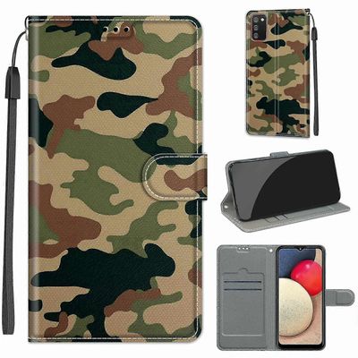 Samsung Galaxy A02s / M02s jännitteenvärinen piirustus magneettilukko vaakasuora käännettävä PU-nahkakotelo pidikkeellä ja korttipaikoilla (C01 val...