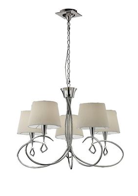 Inspired Lighting Mara Loft Vedhæng 5 Lys E14, poleret Krom med elfenben hvide nuancer