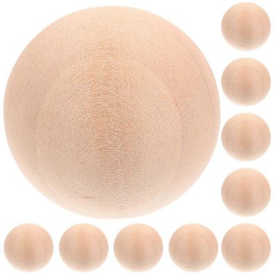 10kpl kiinteä puinen pallo aihio puu pallo käsintehty käsityömateriaali DIY puupallot Khaki 4.5X4.5CM