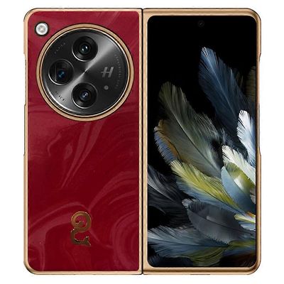 varten Oppo löytää N3 5G kotelo PU nahka kova PC taitettava puhelimen kansi - punainen Monivärinen Red