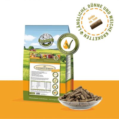 Bellfor Naturgut-Schmaus Hypoallergeeninen, kylmäpuristettu kuivaruoka hyönteisten kanssa suurille koirille