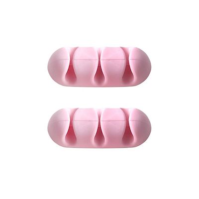 4pcs Desktop Cable Manager Selvklæbende Wire Fixing Data Line Pink
