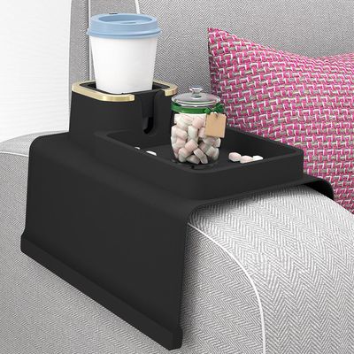 Kuankuanbao Silikone Sofa Armlæn Kopholder Sofa Kopholder Multifunktionel Creative Life Kopholder Drik Kaffe Sofa Støtteramme Sort A