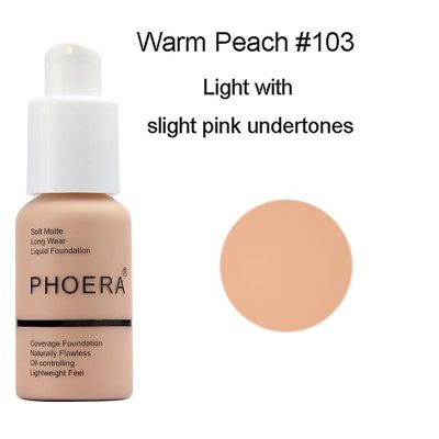 30ml Phoera Foundation Makeup Base Cream Mineral Touch Whitening Concealer Soft Matte Oil-kontroll