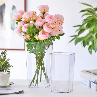 Linkrunning 1 stykke akryl gennemsigtig blomsterspand blomsterbutik plast gennemsigtig blomst vågne blomst spand husstand (gennemsigtig)