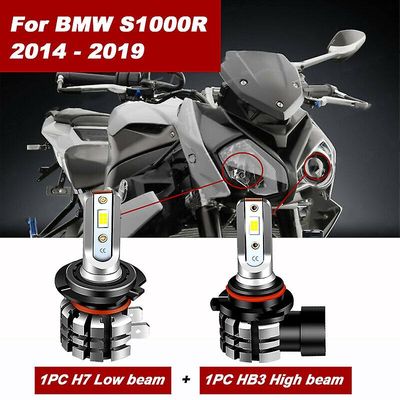 Motor Vehicle Lighting 2pc Canbus motorsykkel H7 + Hb3 LED frontlyspærer konverteringssett 2pc 6000k for BMW S1000r 2014 - 2019 2PCS led WHITE