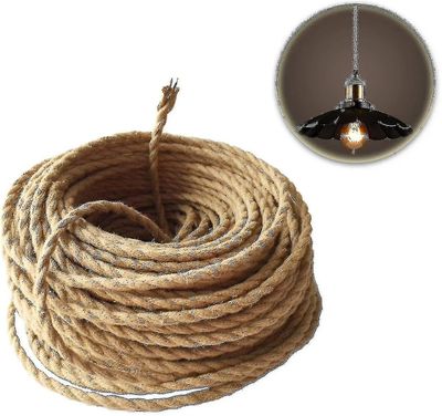 Retro Cloth Elektrisk Tråd Twisted Flätad Hamp Rep Kabel 2 Kärnor (2x0.75mm) För Hängande Lamptillbehör 5m