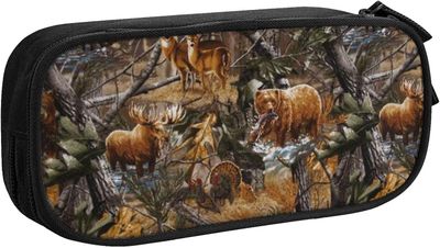 Kerota Metsästys Peurakarhu Hirvi Suuri kynäpussi, jossa 2 osastoa Pen Pen -kotelo Lyijykynäpussi Järjestäjä tytöille Pojat Opiskelija Koulutoimist...