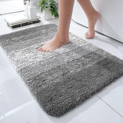Ylellinen kylpyhuonematto, erittäin pehmeät ja imukykyiset mikrokuituiset kylpymatot, liukumattomat Harmaa 51x81cm
