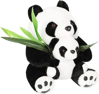 UBIUO 10" pehmo panda täytetyt eläimet Panda Baby pehmeällä lelulla, syntyperäinen äiti ja vauva pehmo bambu panda