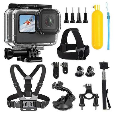 16 in 1 -tarvikesarja GoPro Hero 13:lle Musta/12/11/10/9 Vedenpitävä kotelo Rintakiinnitteinen päähihna