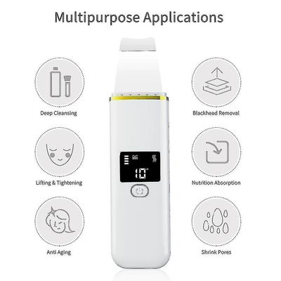 Ultralyd Facial Skin Scrubber LCD-skærm Ion Ems Terapi Face Foryngelse Cleaner |skin Scrubber Hvid
