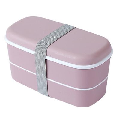 Mikroaaltouunissa 2-kerroksinen lounasrasia, jossa on osastot Tiivis Bento-laatikko eristetty ruoka-astia lounas Vaaleanpunainen