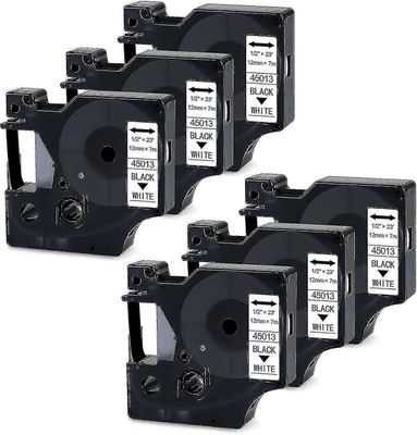 Yhteensopiva tarranauhan vaihto Dymo D1 45013 S0720530 täytä musta valkoisella 1/2 tuumaa X 23 jalkaa (12 mm X 7m) yhteensopiva Dymo Labelmanager 1...