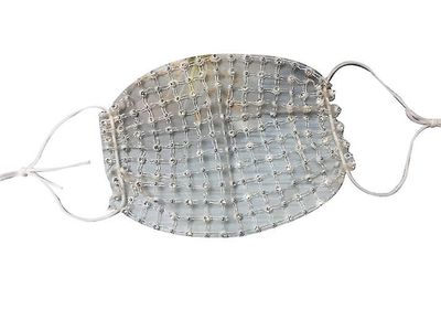 Handuo Mesh Rhinestone smykker Mask Mesh ansigtsmaske hvid