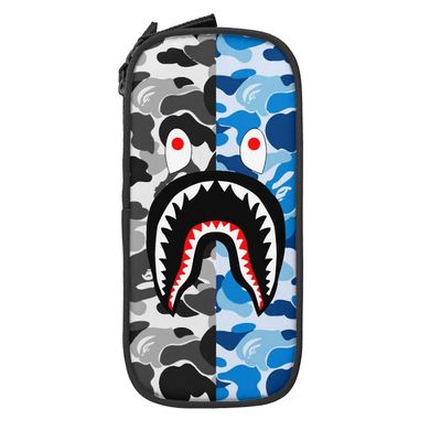 Bape Shark Camo suurikapasiteettinen penaali, suuri säilytyskynäpussi kynäkotelolaukku vetoketjulla, penaali koulukorkeakoulun opiskelijoiden toimi...