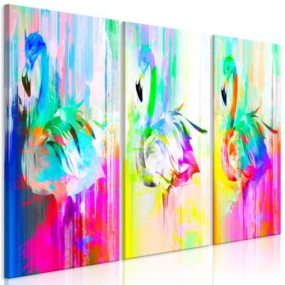 Artgeist Kuva - Colourful Flamingos (3 Parts) 90x60